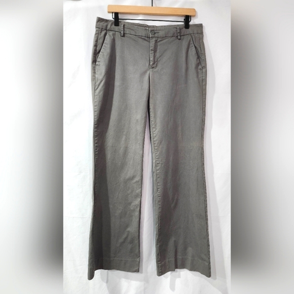 Gap Women's Perfect Khaki Pants Size 8R Gray Wide Leg Chino Casual Office - Picture 1 of 6